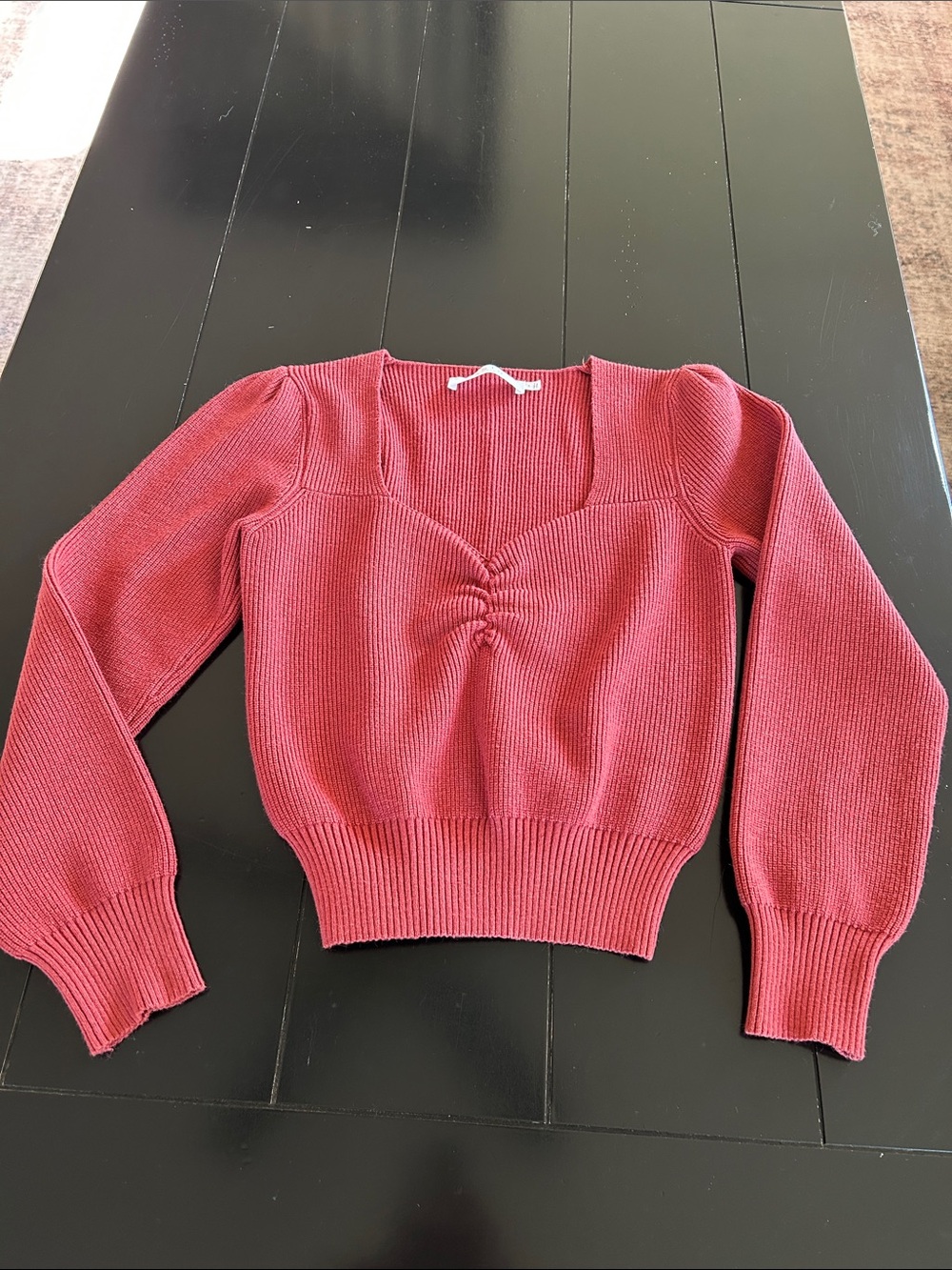 ASTR Ribbed Sweetheart Neck Pullover Sweater Size M